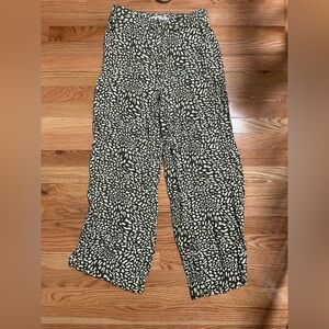 LOFT Olive and White Wide Leg Pants